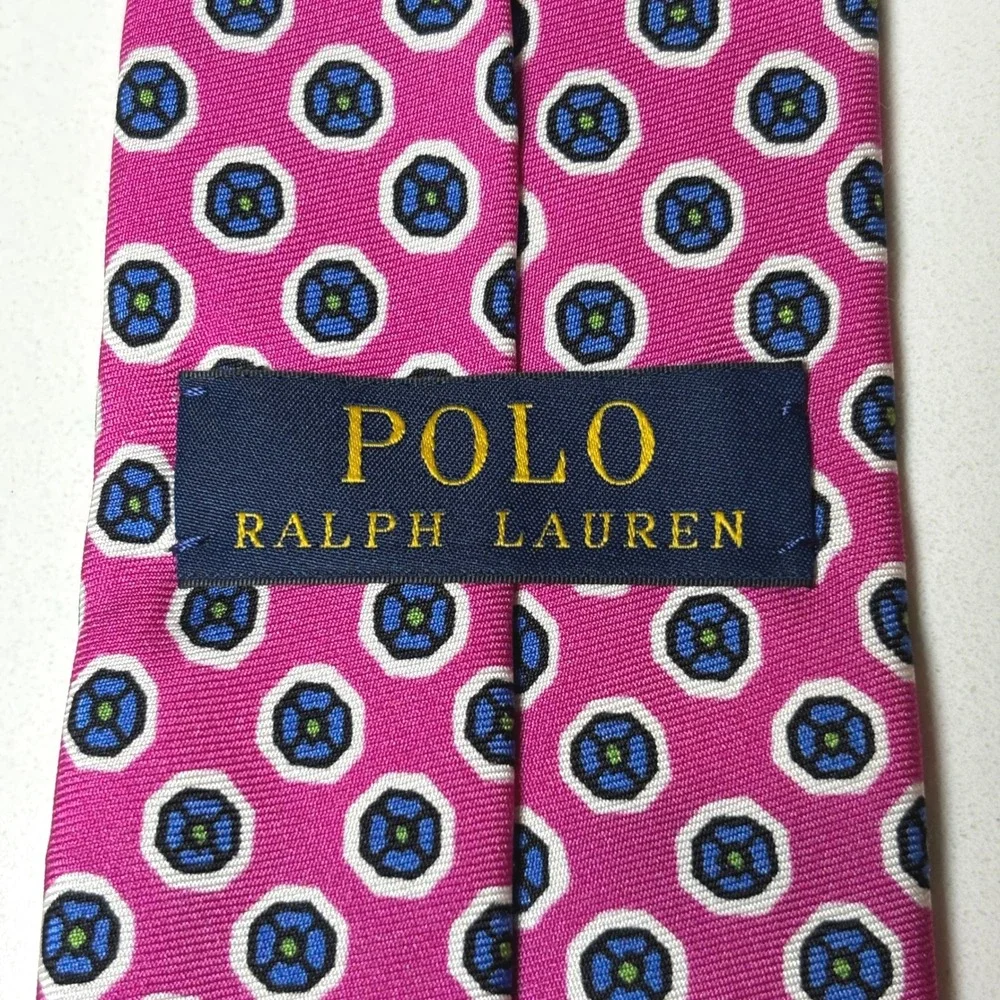 Polo Ralph Lauren Men's Pink Geometric‎ Medallion Silk Necktie Career Prof